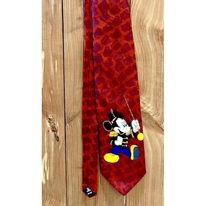 Vintage Disney Mickey Mouse Conductor Tie USA Made Red Novelty Necktie